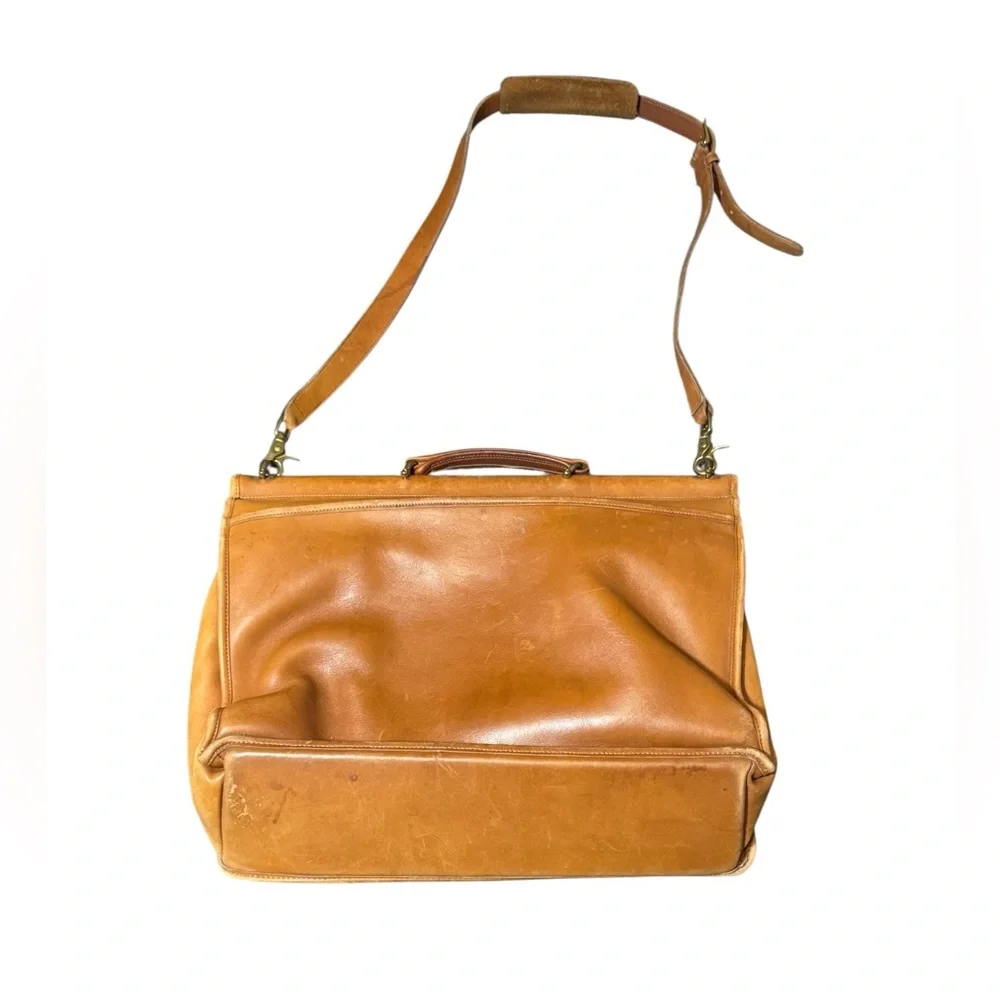 Vintage Coach Beekman Briefcase Tan Leather Laptop Shoulder Bag Crossbody - Picture 2 of 13